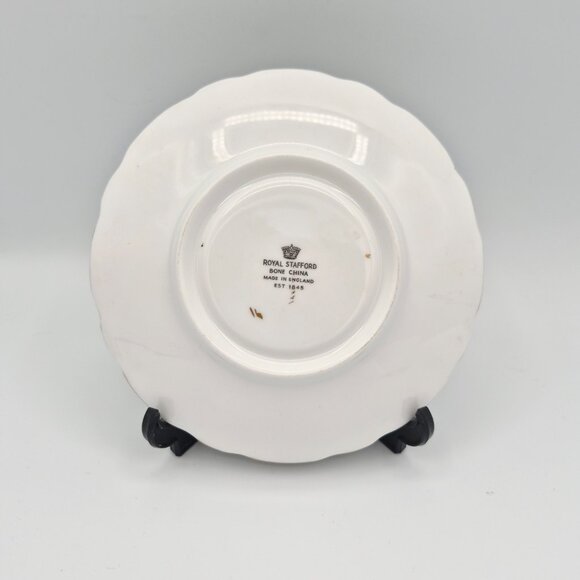 Royal Stafford Turquoise & Gold Acanthus Leaves Tea Cup & Saucer Bone China UK - Picture 5 of 13